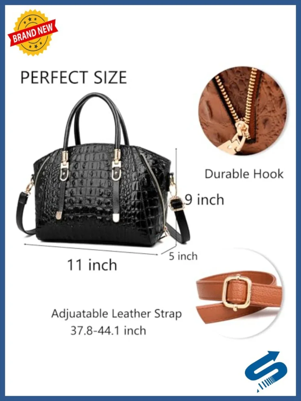 Crocodile Embossed Faux Leather Tote Bag Women Crossbody Shoulder
